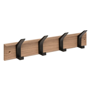 Patère Ziny 4 têtes L45cm bois clair noir