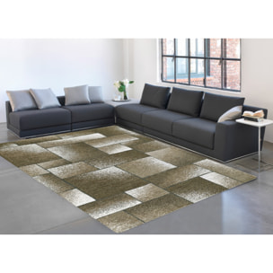 Tappeto Jacquard Ideale Salotto Camera Ingresso Made In Italy Antiscivolo, Lavabile, Morbido Disegno Tetrix Fango By Suardi