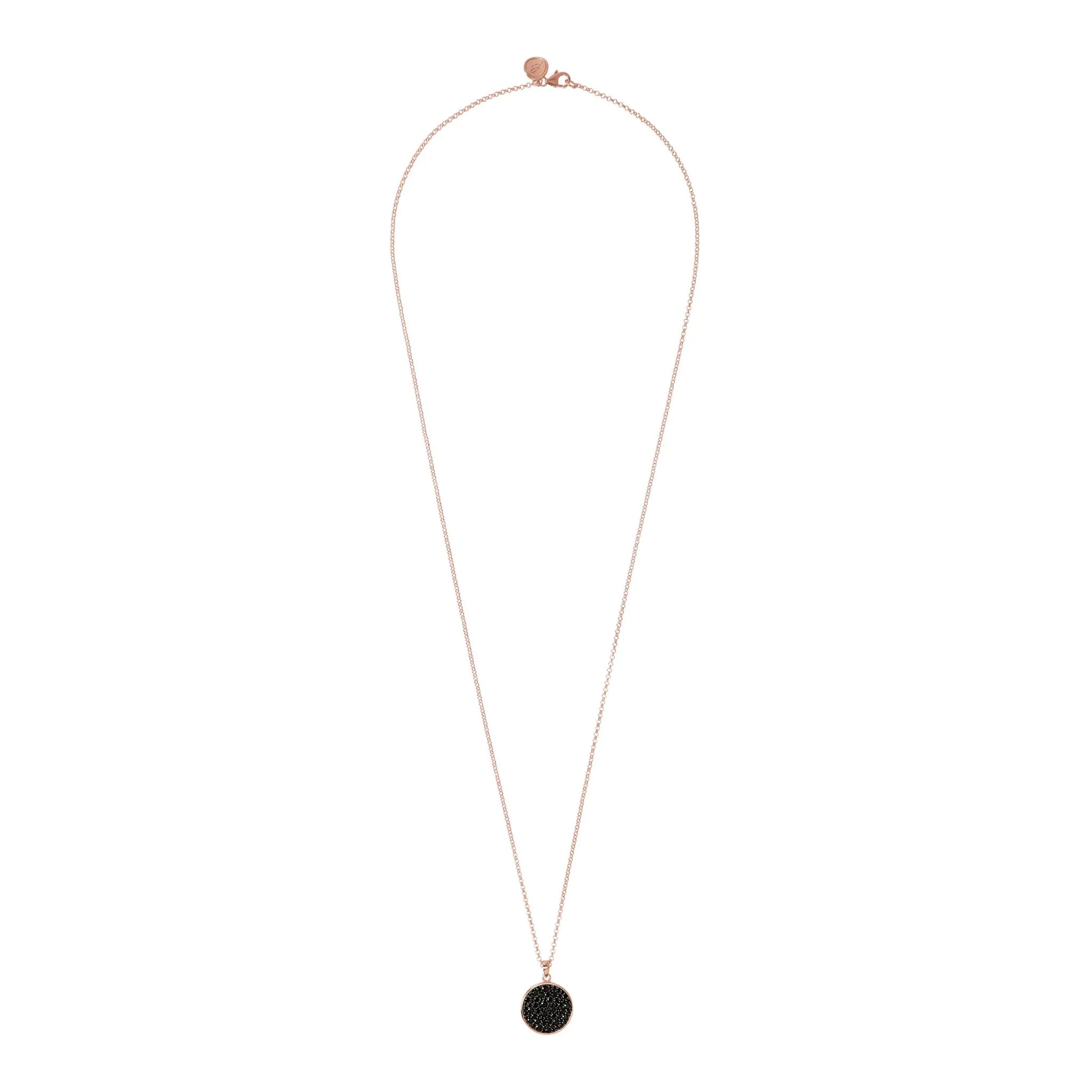 Collana Lunga Disco Pavé con Cubic Zirconia Placcata Oro Rosa 18kt