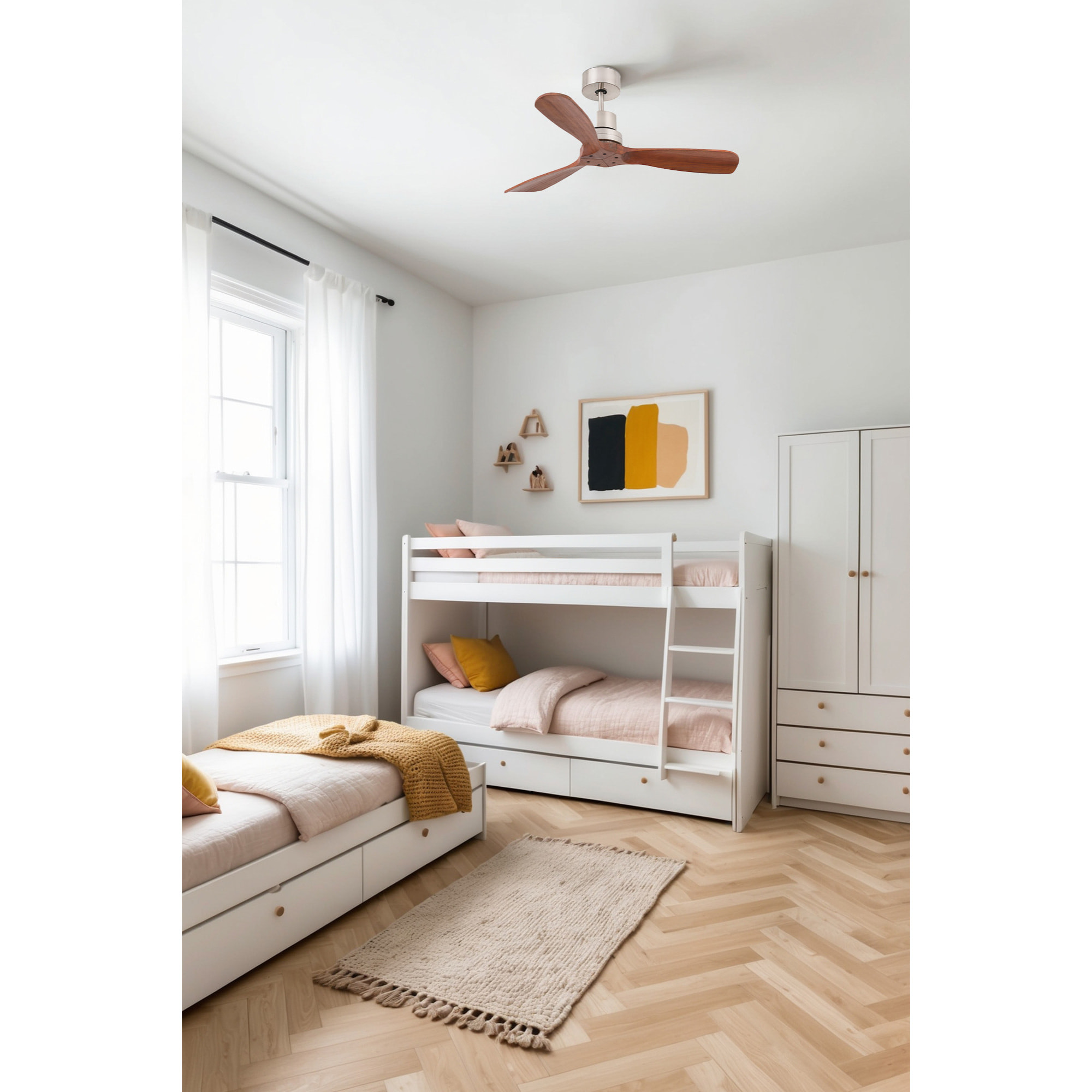 MINI LANTAU S Ventilateur de plafond nickel mat/noyer TUYA