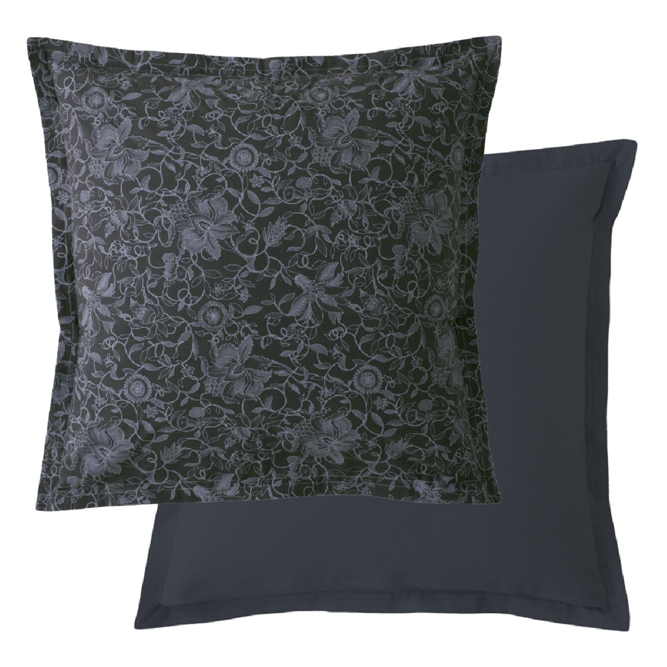 Taie d'oreiller percale de coton imprimé bleu Reve noir nocturne