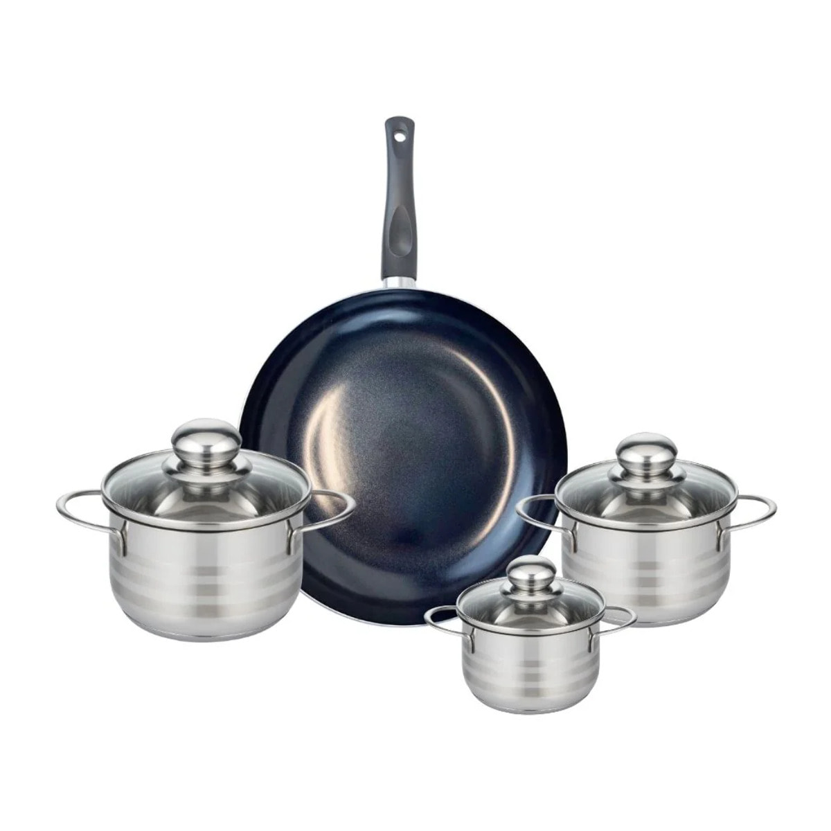 Ensemble de 1 Poêle de cuisson 28 cm et 3 faitouts 12, 14 et 16 cm Elo Prima Brillant