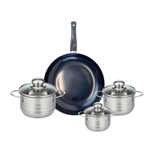 Ensemble de 1 Poêle de cuisson 28 cm et 3 faitouts 12, 14 et 16 cm Elo Prima Brillant