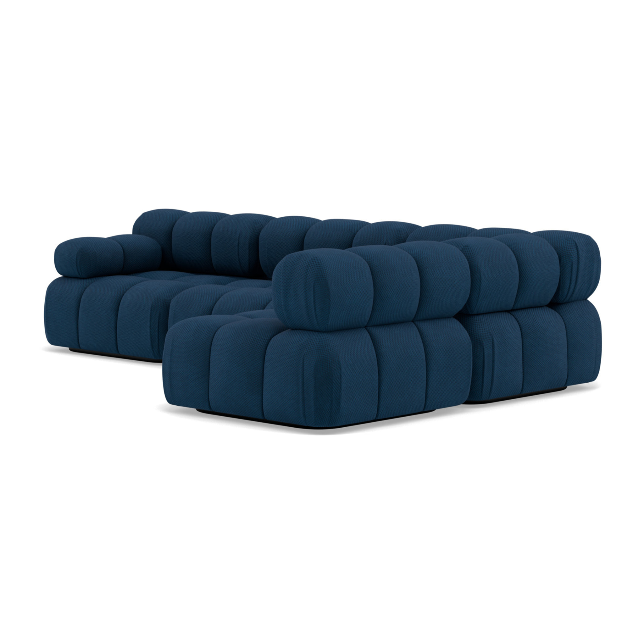 Ruby - canapé modulable d'angle droit 5 places en velours texturé - Bleu