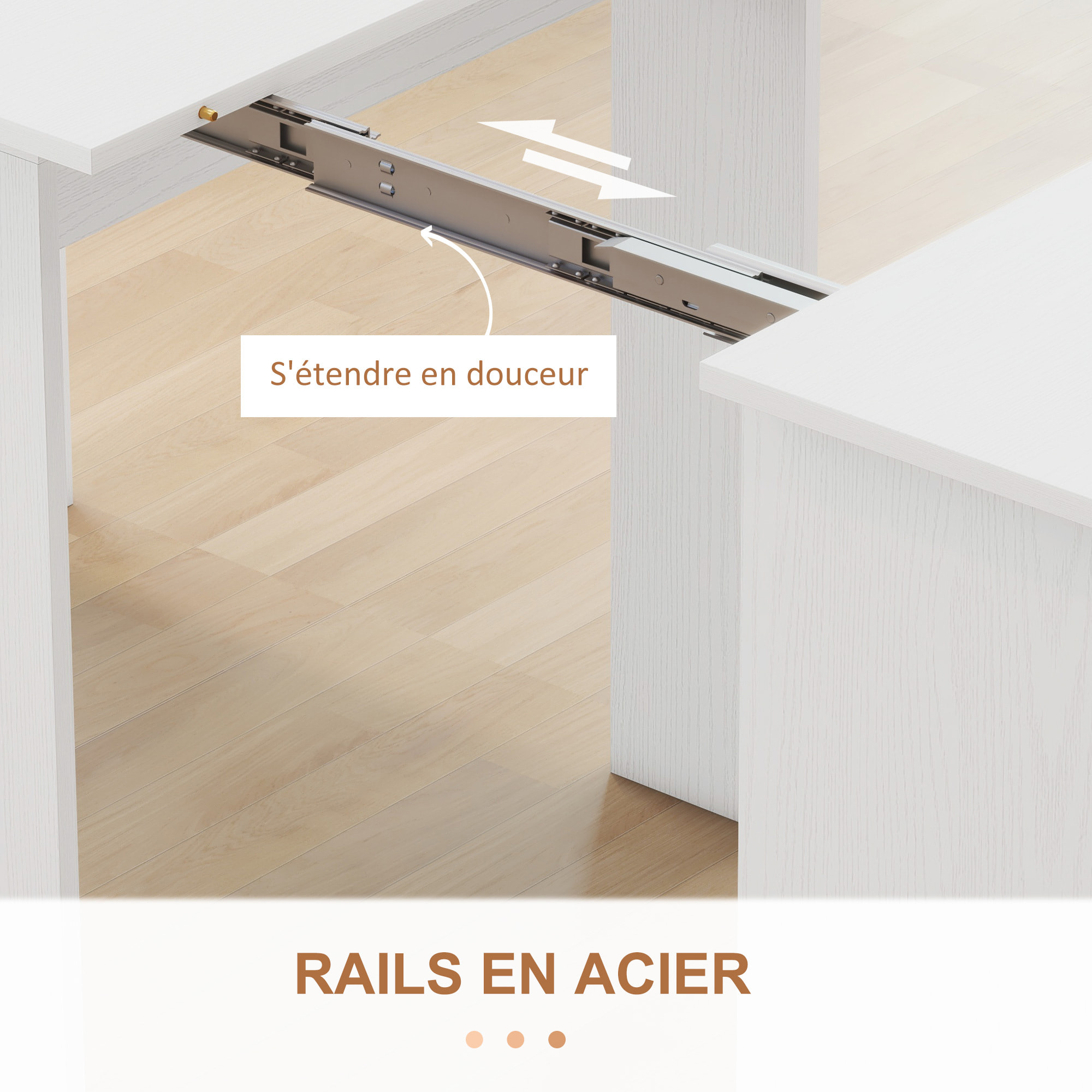 Table console extensible 6 personnes avec rallonges intégrées 85 x 60-180 x 75 cm blanc