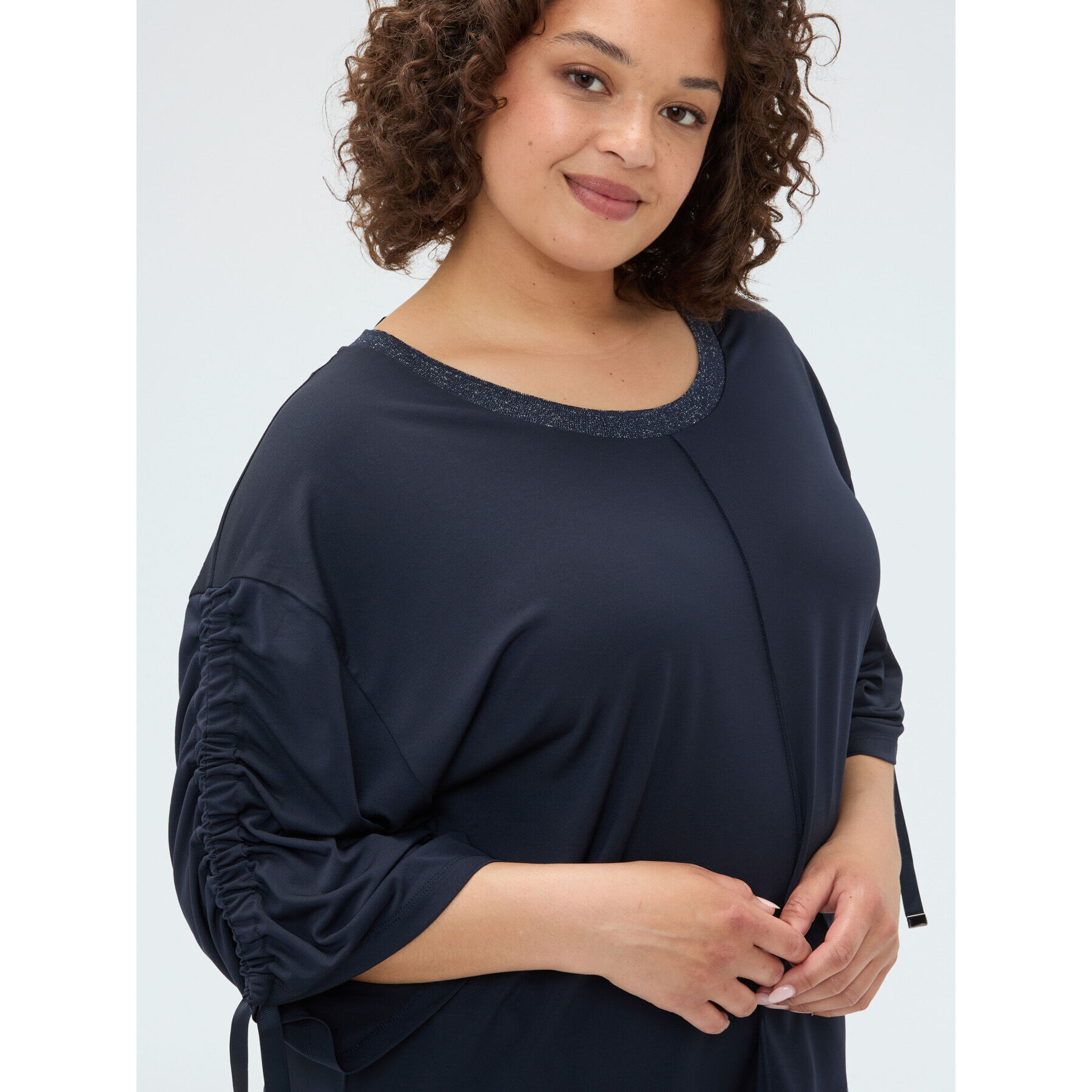 Fiorella Rubino - T-shirt in jersey con coulisse - Blu