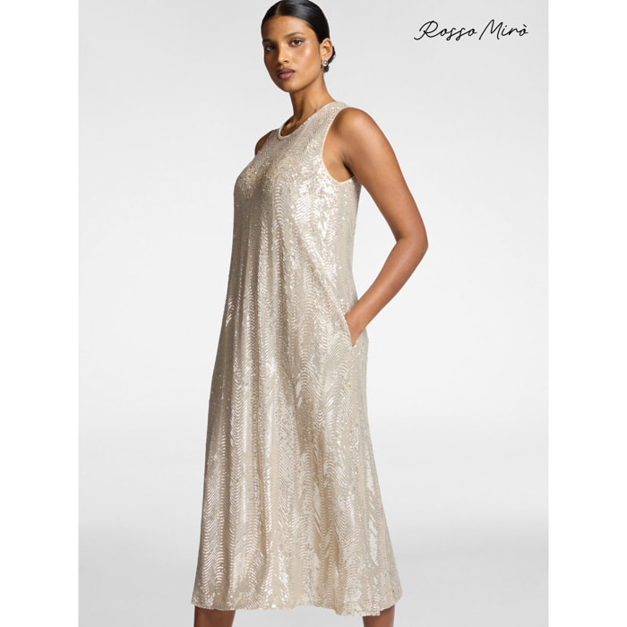 Elena Mirò - Vestido de tul con lentejuelas - Beige