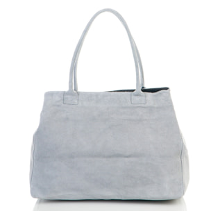 Borse Donna colore Grigio-in pelle Made in Italy 41 x 28 x 7cm