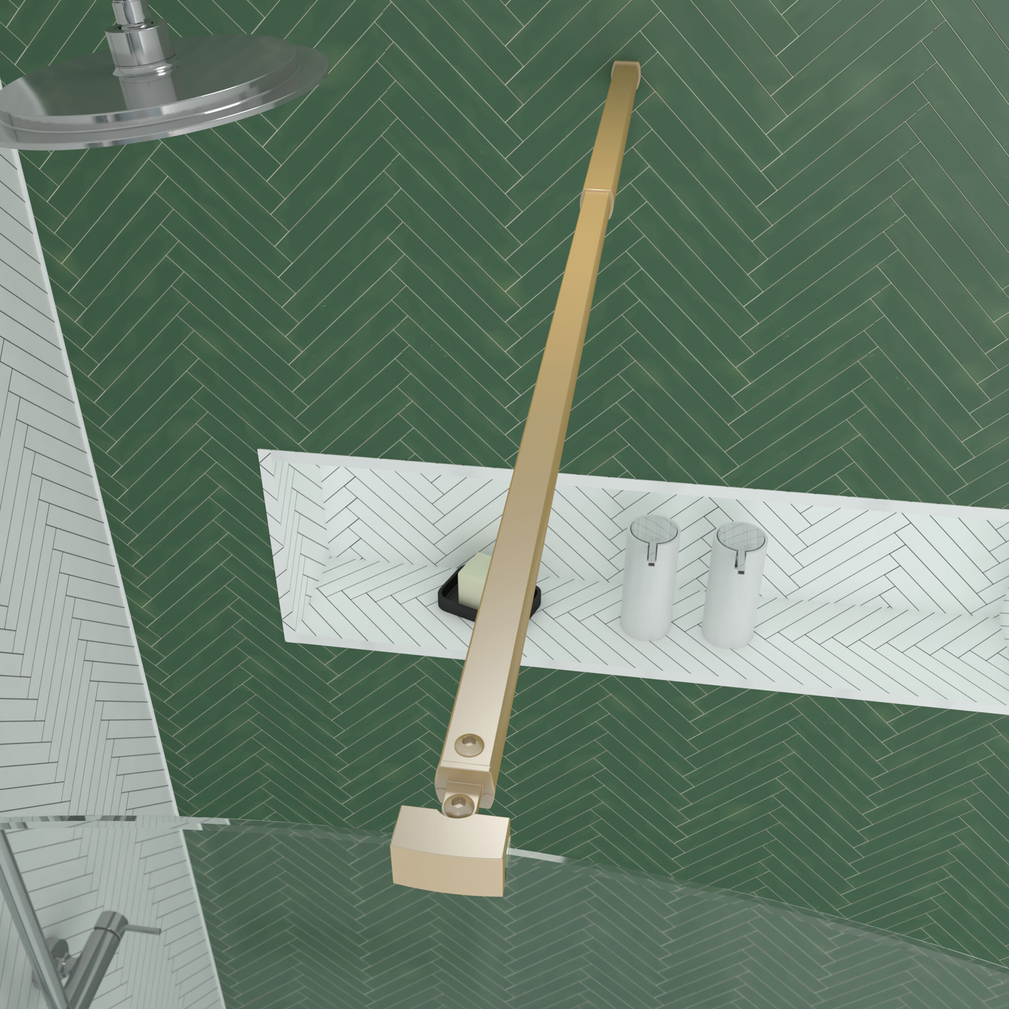 Paroi de Douche arrondie 120x200 cm - Profilé Or Doré Brossé - GOLDY CURVED