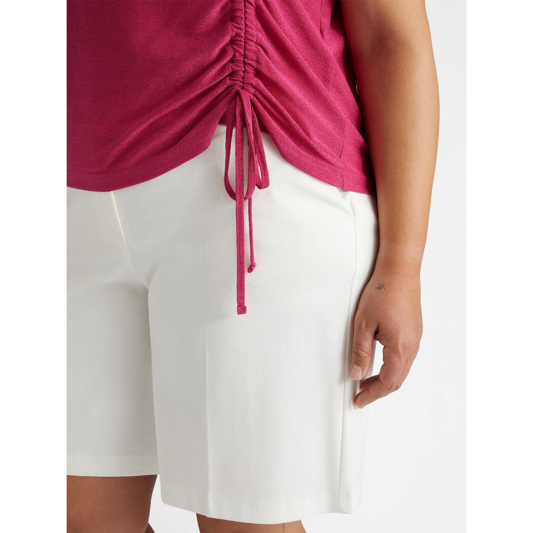 Fiorella Rubino - T-shirt lurex con coulisse regolabile - Fucsia