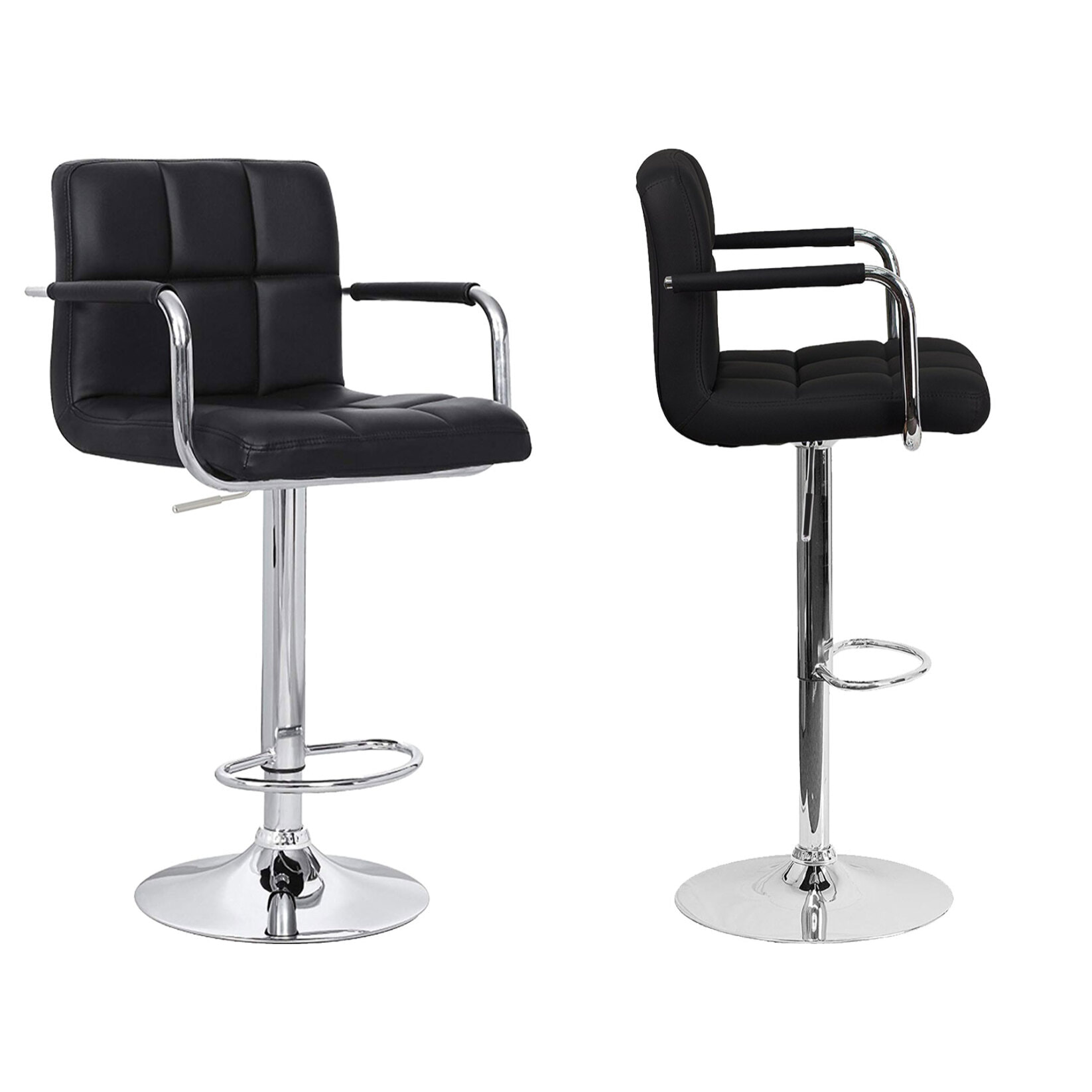 Lot de 2 tabourets de bar noir avec accoudoirs MIKE
