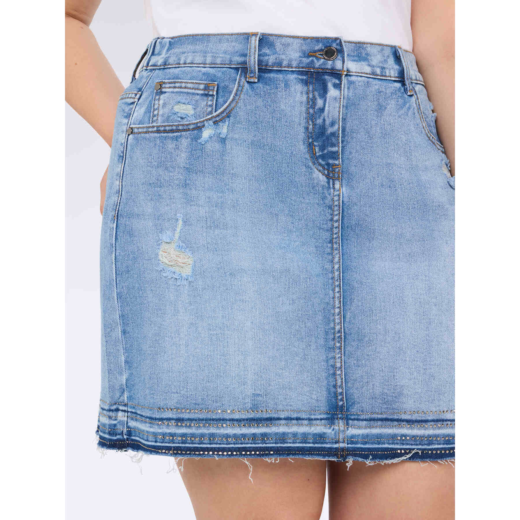 Fiorella Rubino - Minifalda vaquera con efecto desgastado - Light - blue