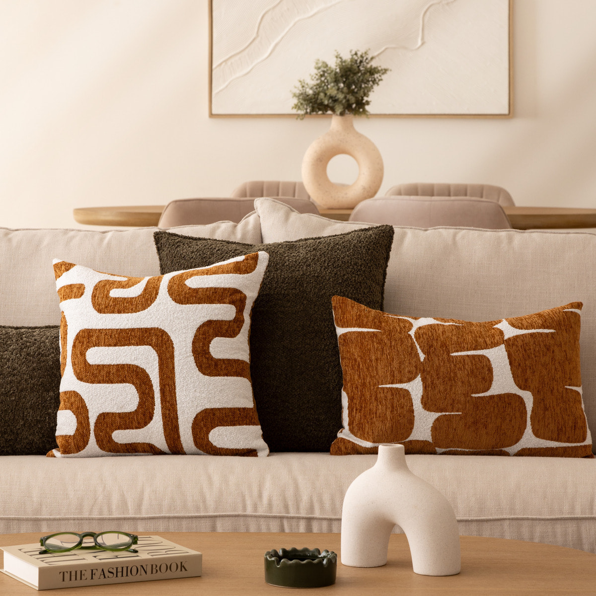 Housse de coussin Jeni chenille marron 50x30cm