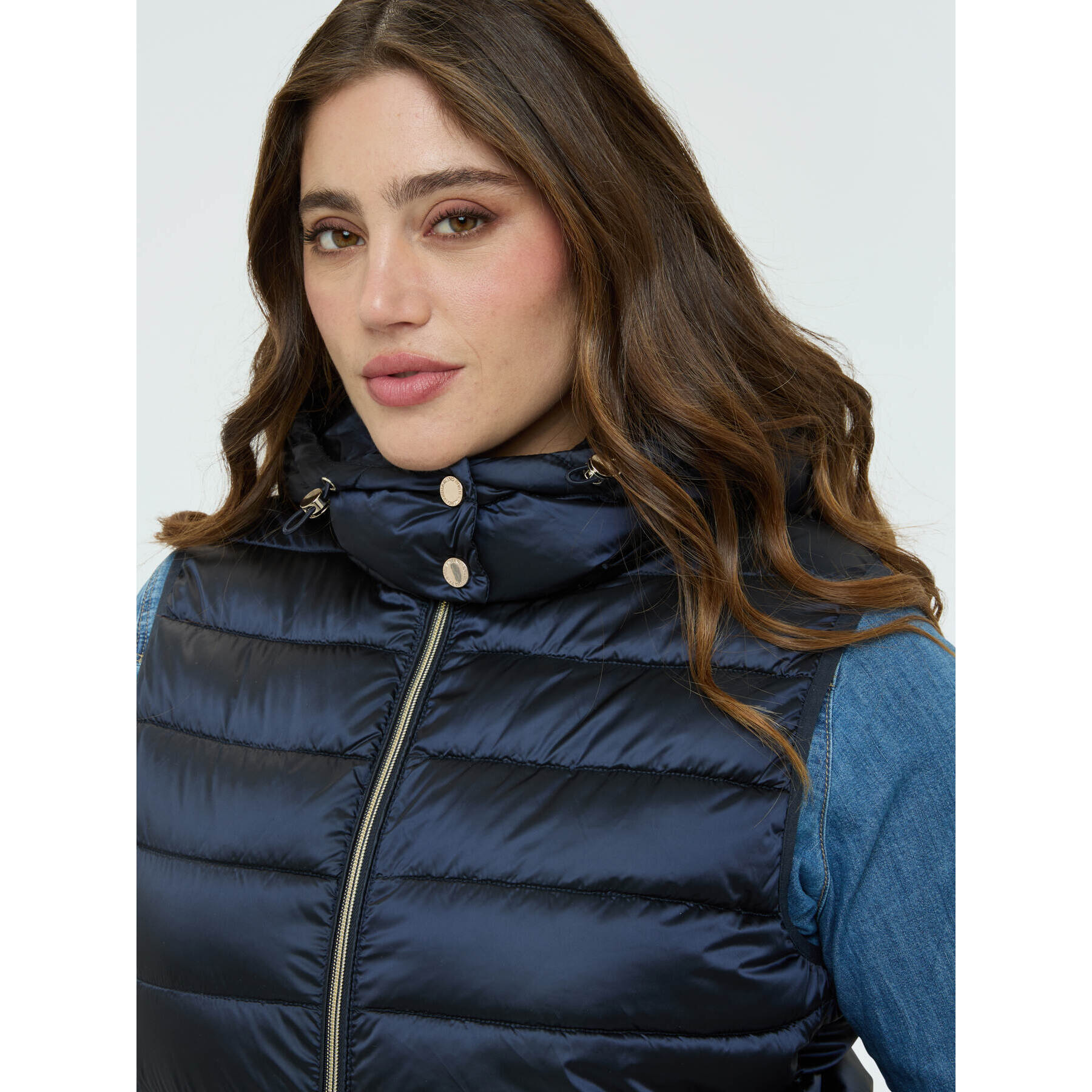 Fiorella Rubino - Piumino smanicato con cappuccio - Blu