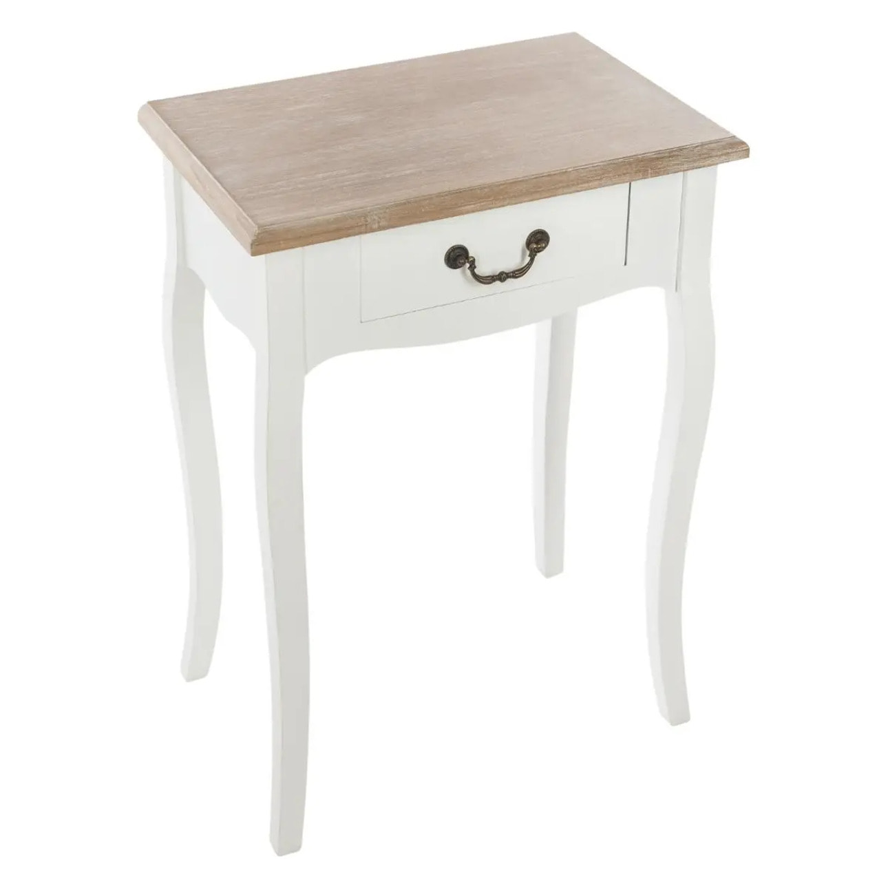 Table de chevet "Chrysa" - blanc et bois