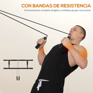 Barra de Dominadas Multifuncional Barra de Dominadas de Pared con Bandas de Resistencia Carga 150 kg para Ejercicio y Entrenamiento en Casa Gimnasio Negro y Naranja