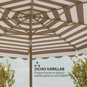 Sombrilla Terraza Exterior Ø268 cm Sombrilla de Jardín con Ángulo Inclinable y Manivela Protección UV 50+ Parasol para Patio Terraza Gris y Blanco