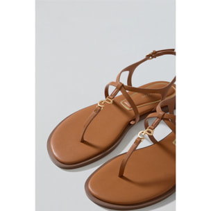 Sandali marroni con fascette Bianca con particolare metallico