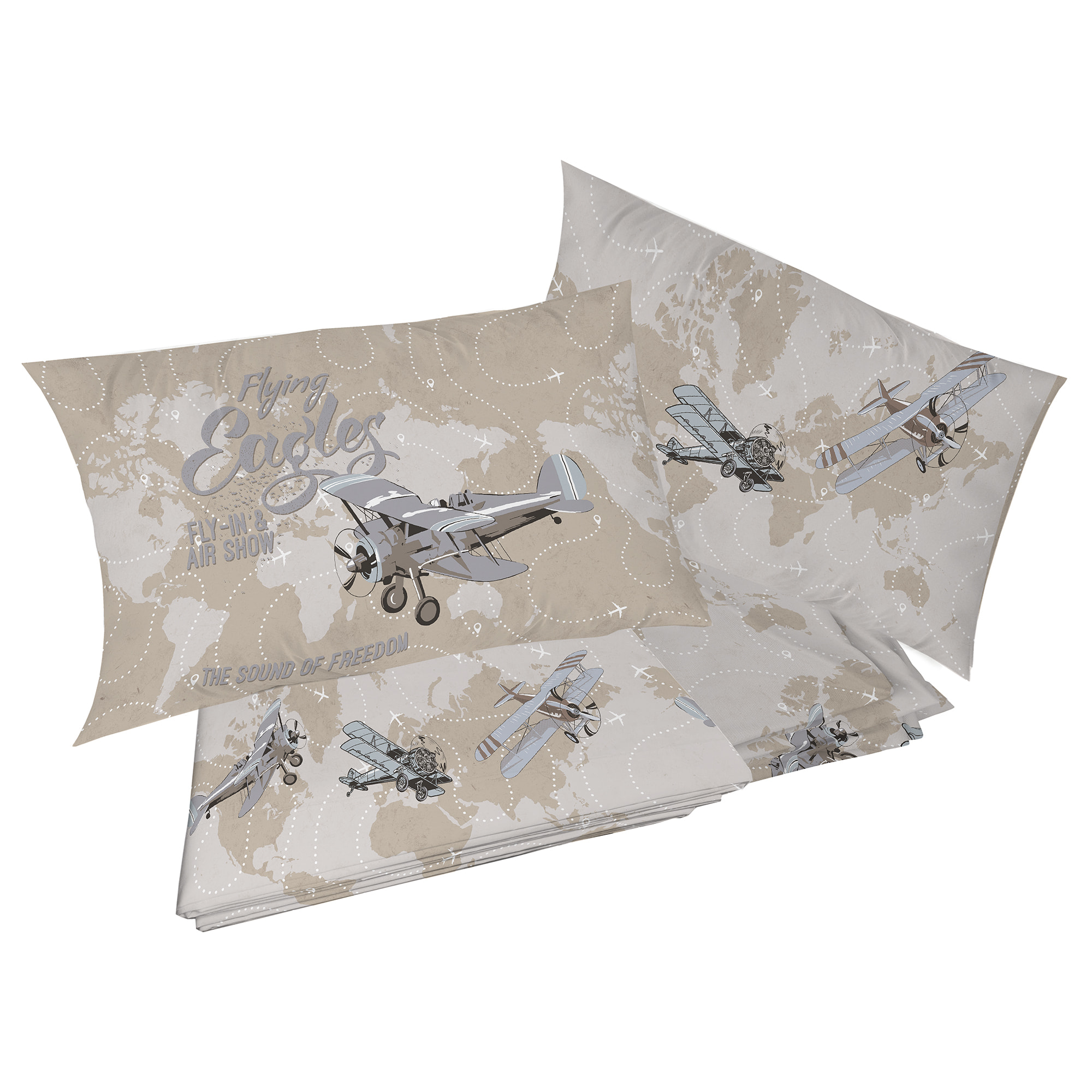 Completo letto aerei beige 100% cotone