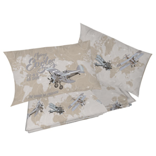 Completo letto aerei beige 100% cotone