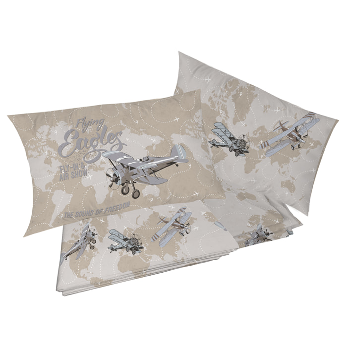 Completo letto aerei beige 100% cotone