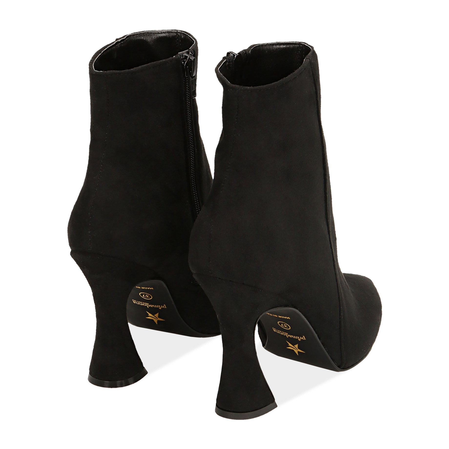 Botines negros de microfibra, tacón 10 cm.