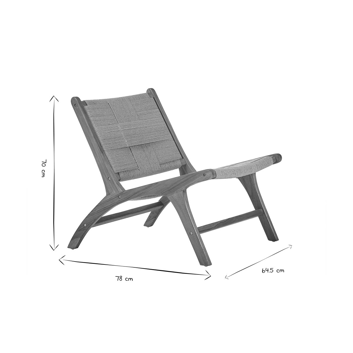 Fauteuil lounge en bois teck massif et corde tressée YARI