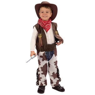 Costume Carnevale Piccolo Cow Boy Marrone Bianco Bambino