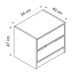 Table de chevet bois et blanc 2 tiroirs CLARA