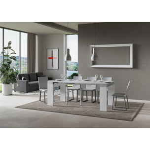 Console Roxell Small cm.90x42 (extensible à 196) dessus Ciment structure Frêne Blanc