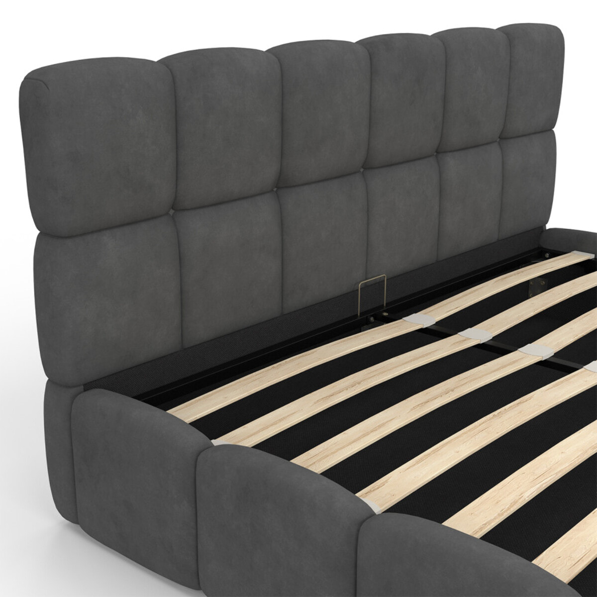 Lit coffre Bubble 160x200cm velours gris