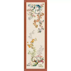 Chemin de table lin & coton lavé 190 g/m² imprimé vert orange Theieres rouille