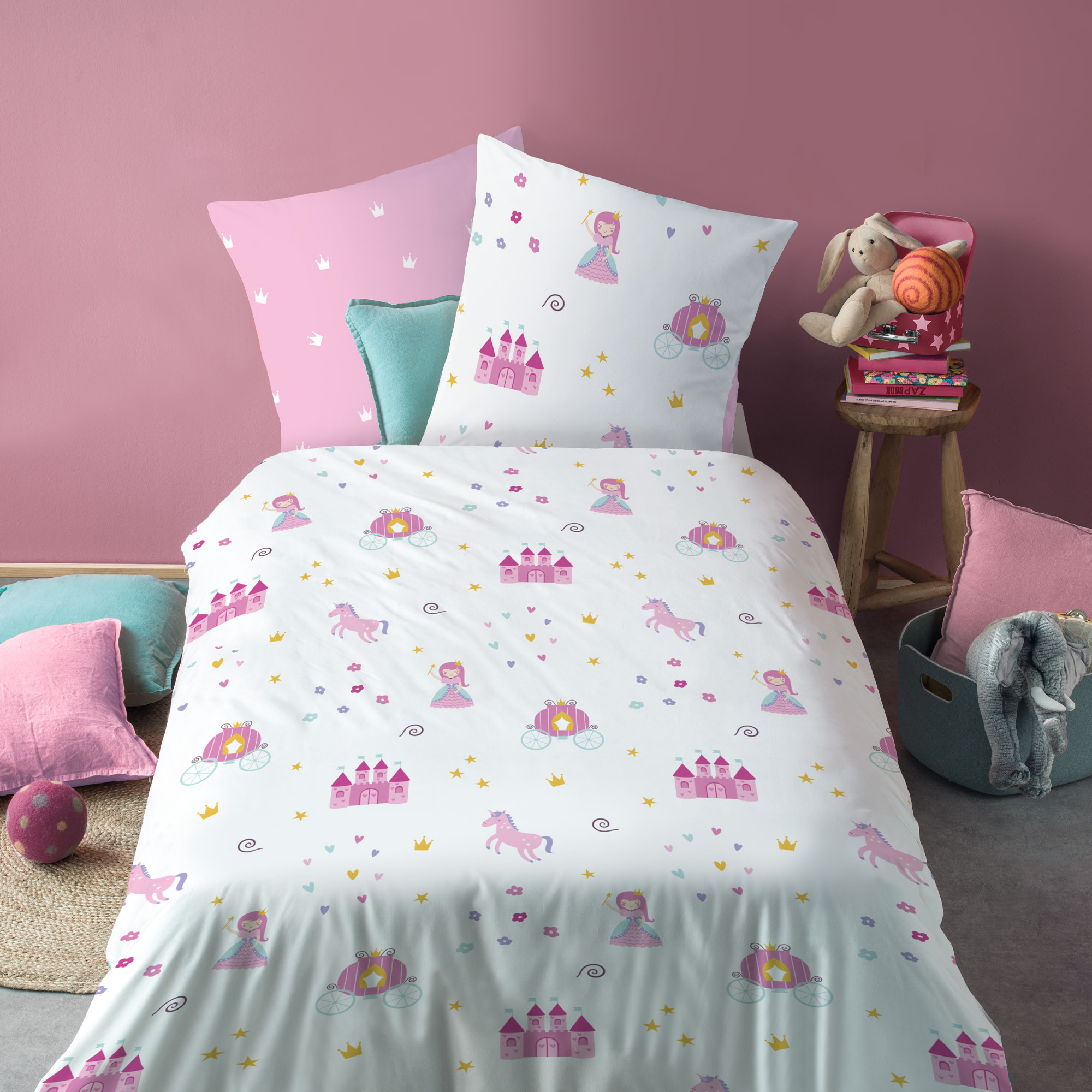 Parure de lit imprimée 100% coton, MERVEILLE