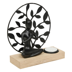 Photophore Yogi L. 15xP. 6xH. 16cm bois et métal assorti