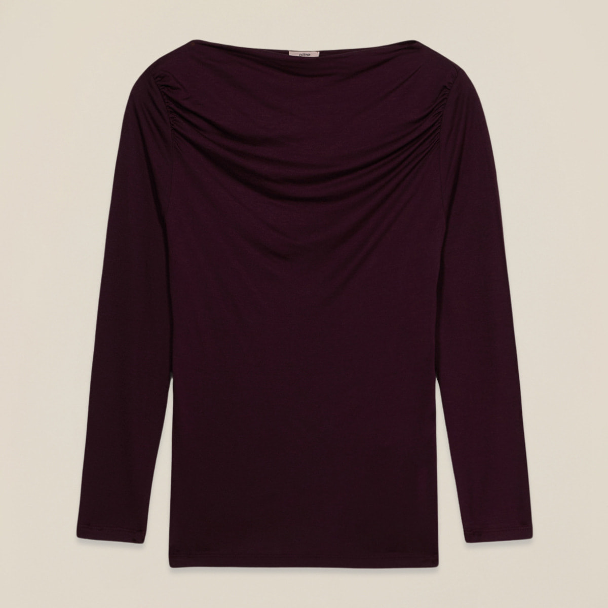 Oltre - T-shirt in viscosa con drappeggio - Bordeaux