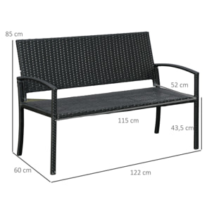 Banco Jardín Lounge Silla 2 Plazas Mueble Exterior Terraza 2 Plazas Carga 320kg