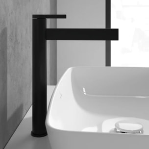 Mitigeur lavabo droit surélevé Dawn sans tirette Matt Black