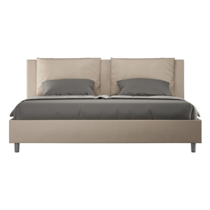 Cama con somier acolchada 180x200 cuero sintético gris paloma Antea