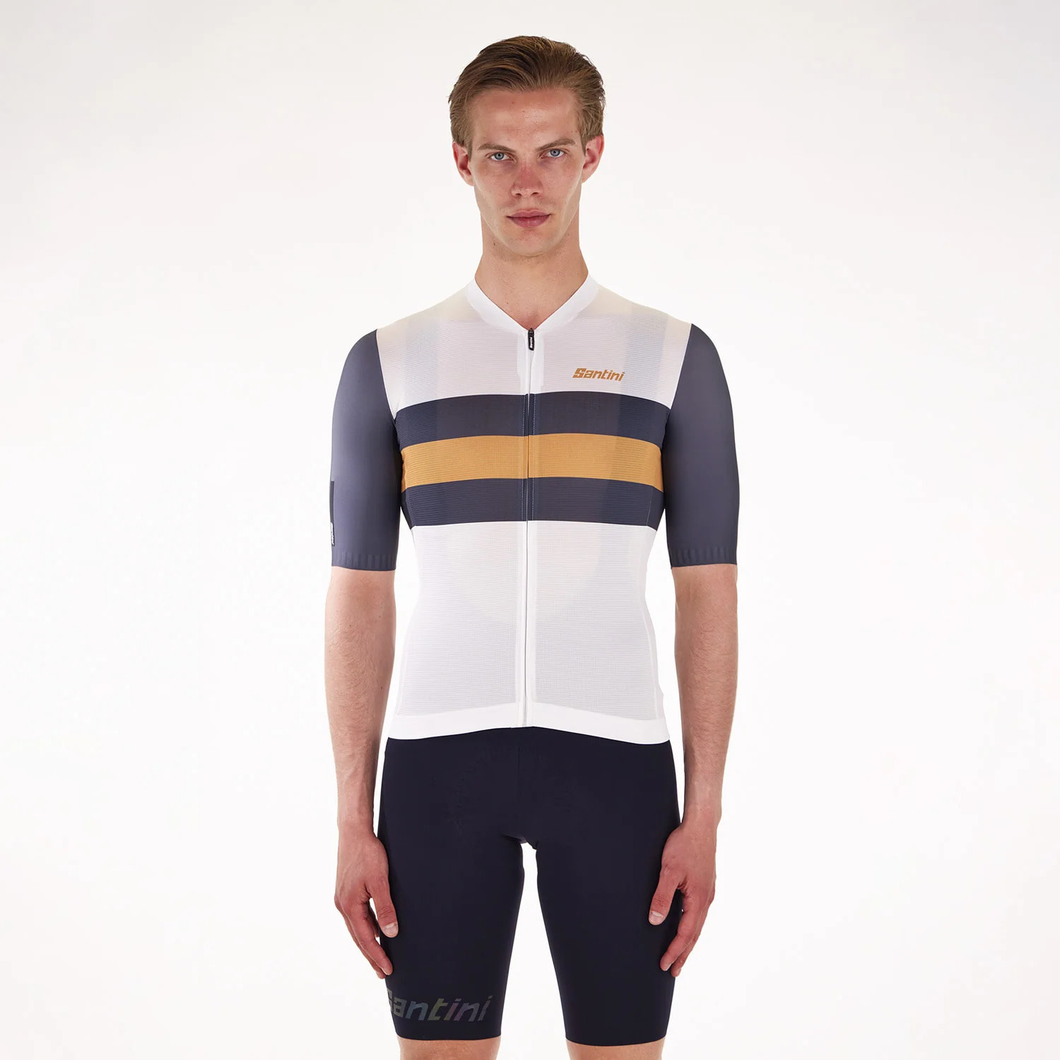 Sleek Bengal Men's Short Sleeve Jersey - Blanc