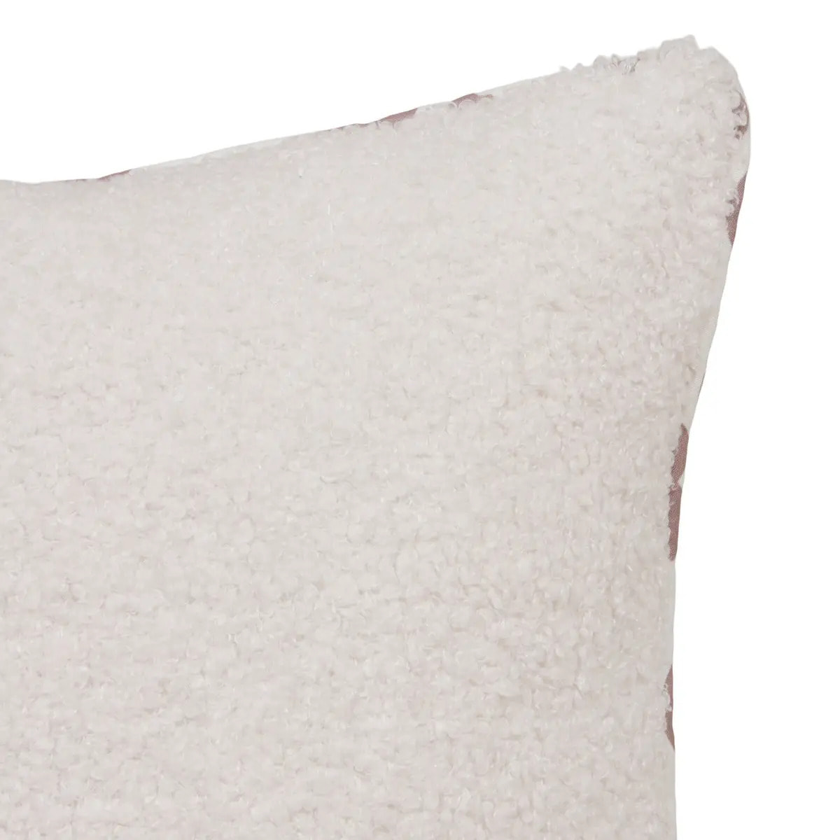 Coussin reversible bouclette/léopard Jaiko 38x58cm blanc et rose