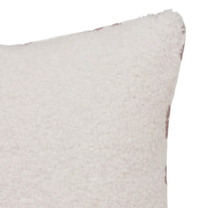 Coussin reversible bouclette/léopard Jaiko 38x58cm blanc et rose