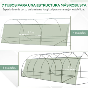 Invernadero de Jardín Huerto 12 Ventanas Cultivos Plantas 6x3x2m Acero