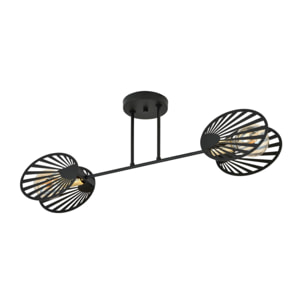 Lampada a sospensione Talia in acciaio nero e oro