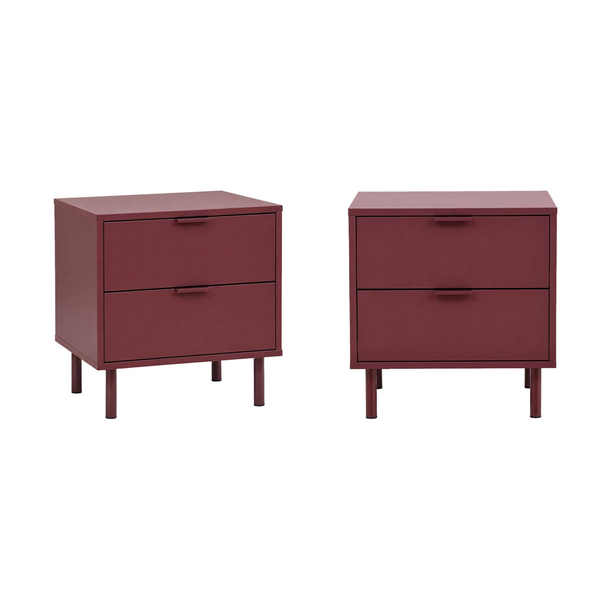 Table de chevet décor bois et métal 2 tiroirs (lot de 2) ELLIE