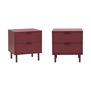 Table de chevet décor bois et métal 2 tiroirs (lot de 2) ELLIE