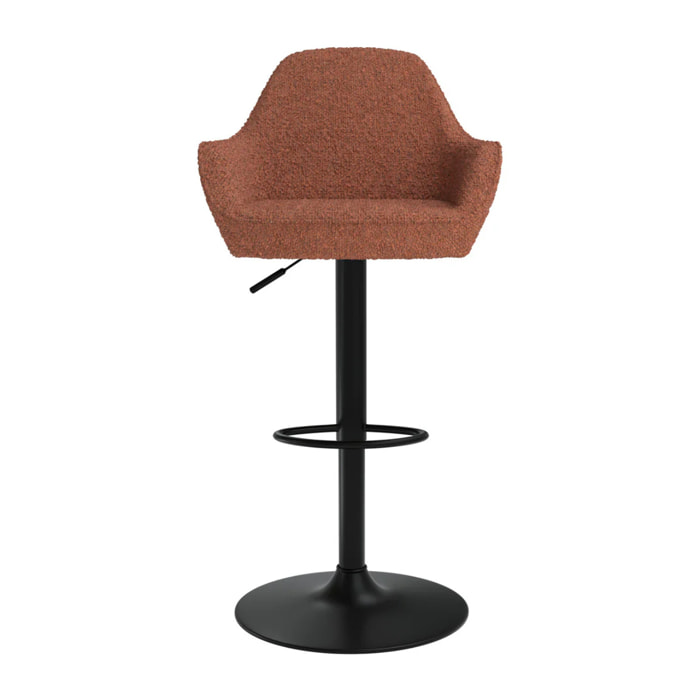 Lot de 2 chaises de bar effet laine bouclette rouge brique 63/83 cm - Adam