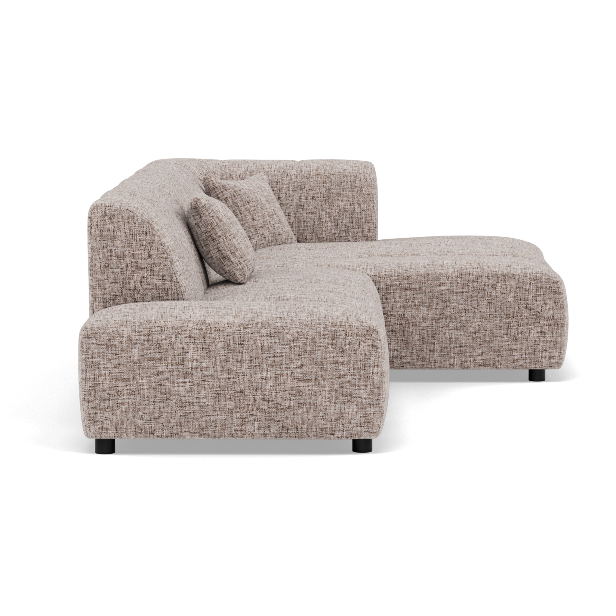 Curtis - canapé d'angle droit 4 places sans accoudoir en tissu texturé - Taupe