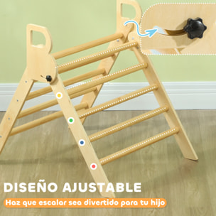 Triángulo de Escalada de Madera Plegable Escalada para Niños de 18-48 Meses para Cultivar Habilidades de Equilibrio y Coordinación 82x66x71 cm Natural