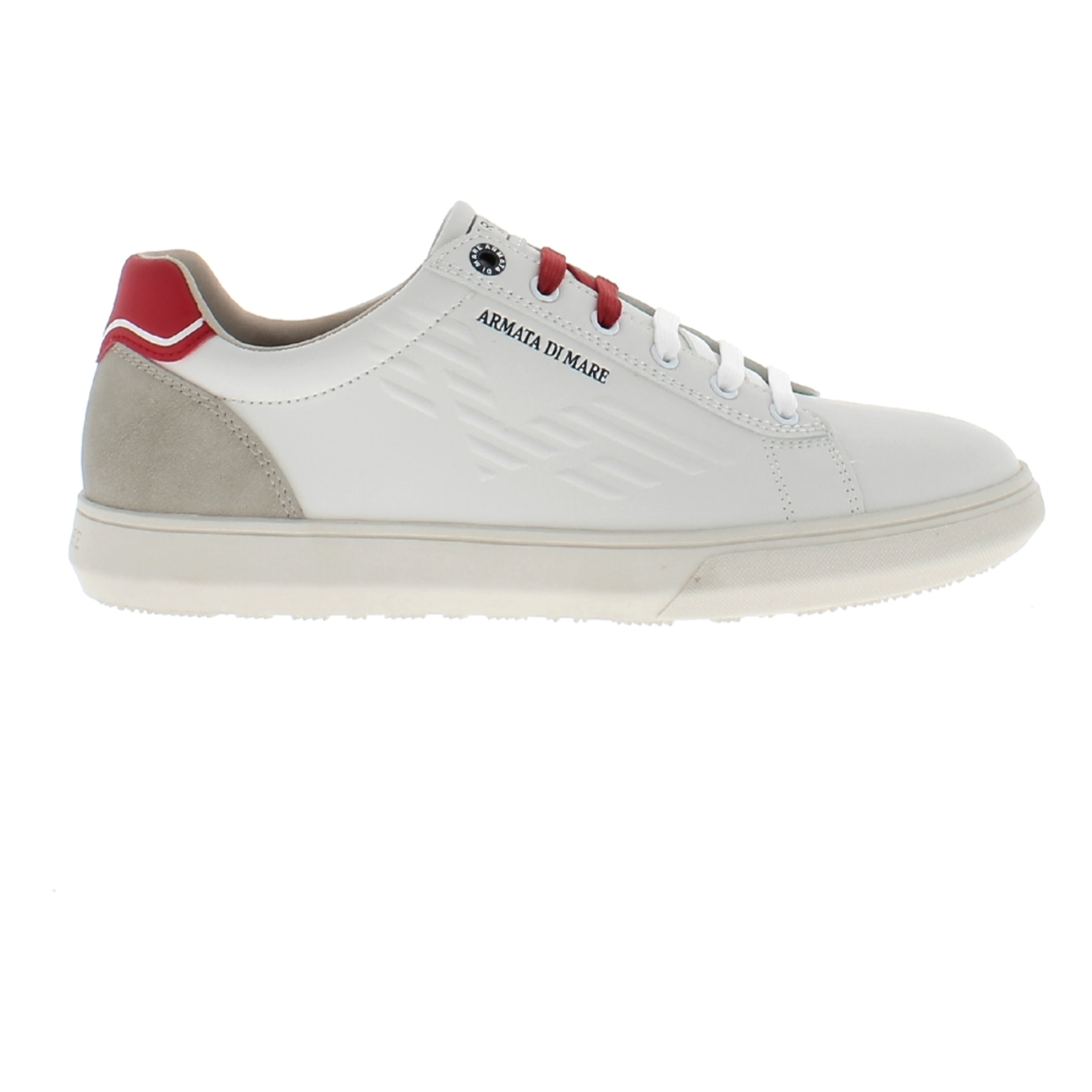 Armata di Mare Scarpe Uomo Court Sneakers Casual con Soletta Rimovibile in Memory Foam AMU S24M532 Off White Red