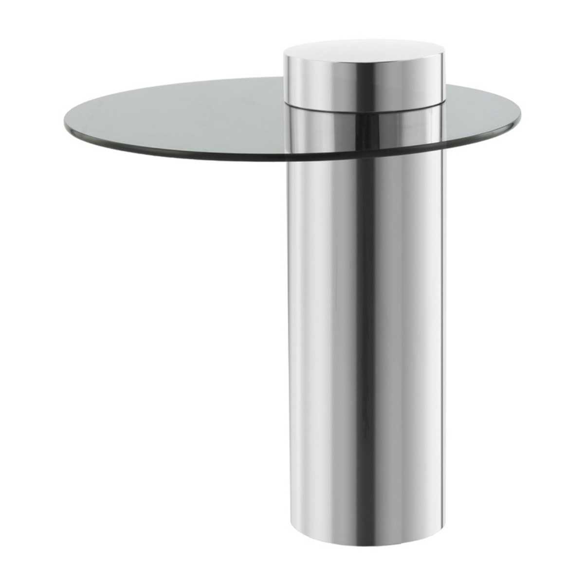 Tavolino Ontario in acciaio inox e vetro grigio